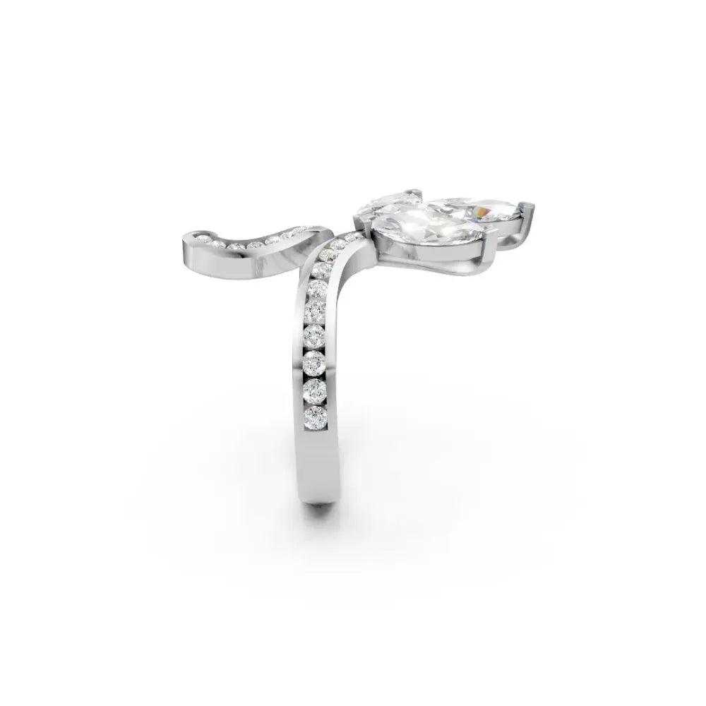 NatureWhirl Leaf Diamond Ring White Gold