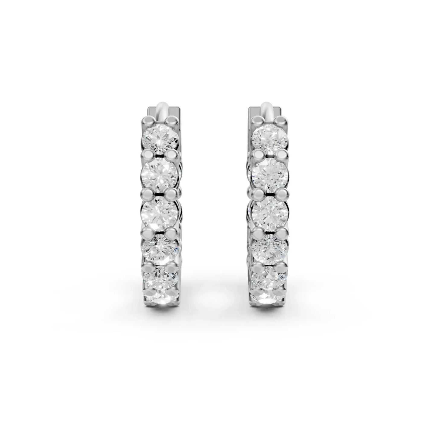 Round Diamond Inside-Out Hoop Earrings White Gold