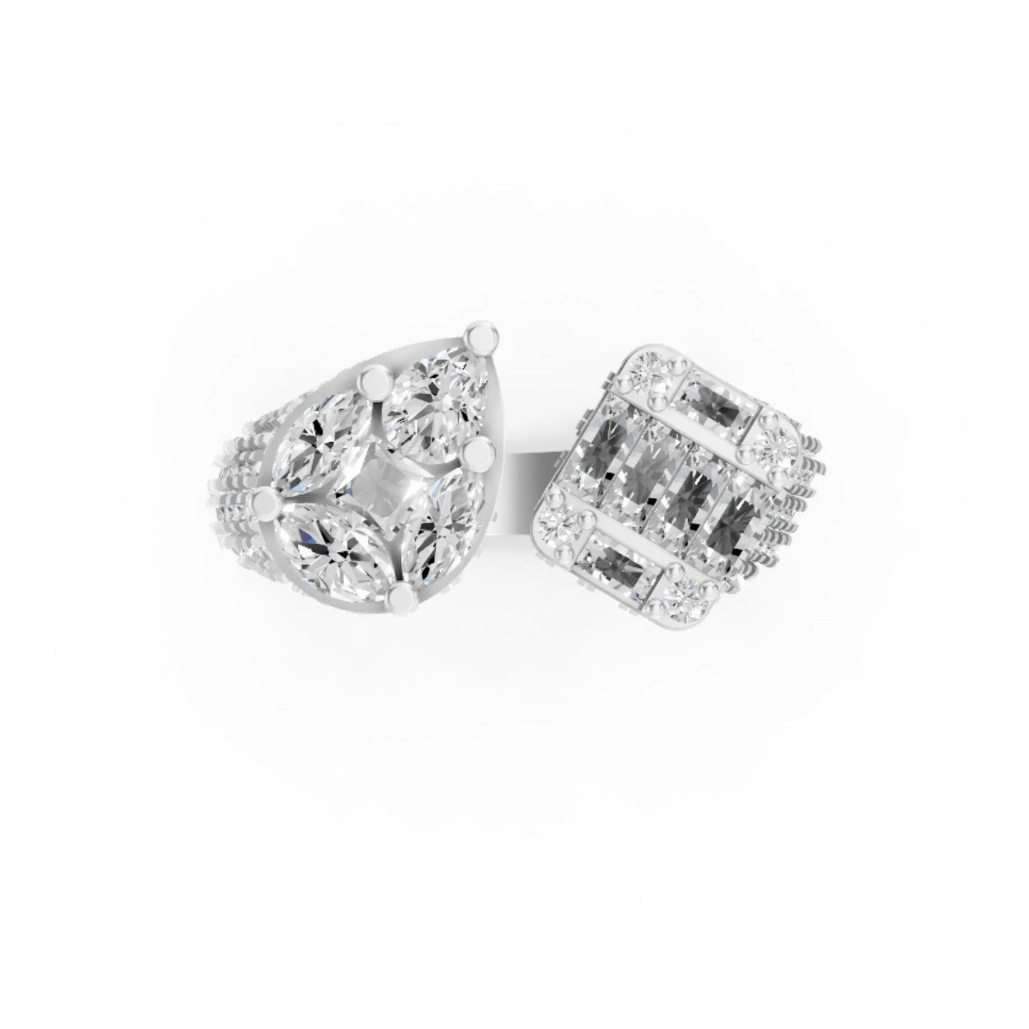 DuoBlaze Diamond Statement Ring White Gold