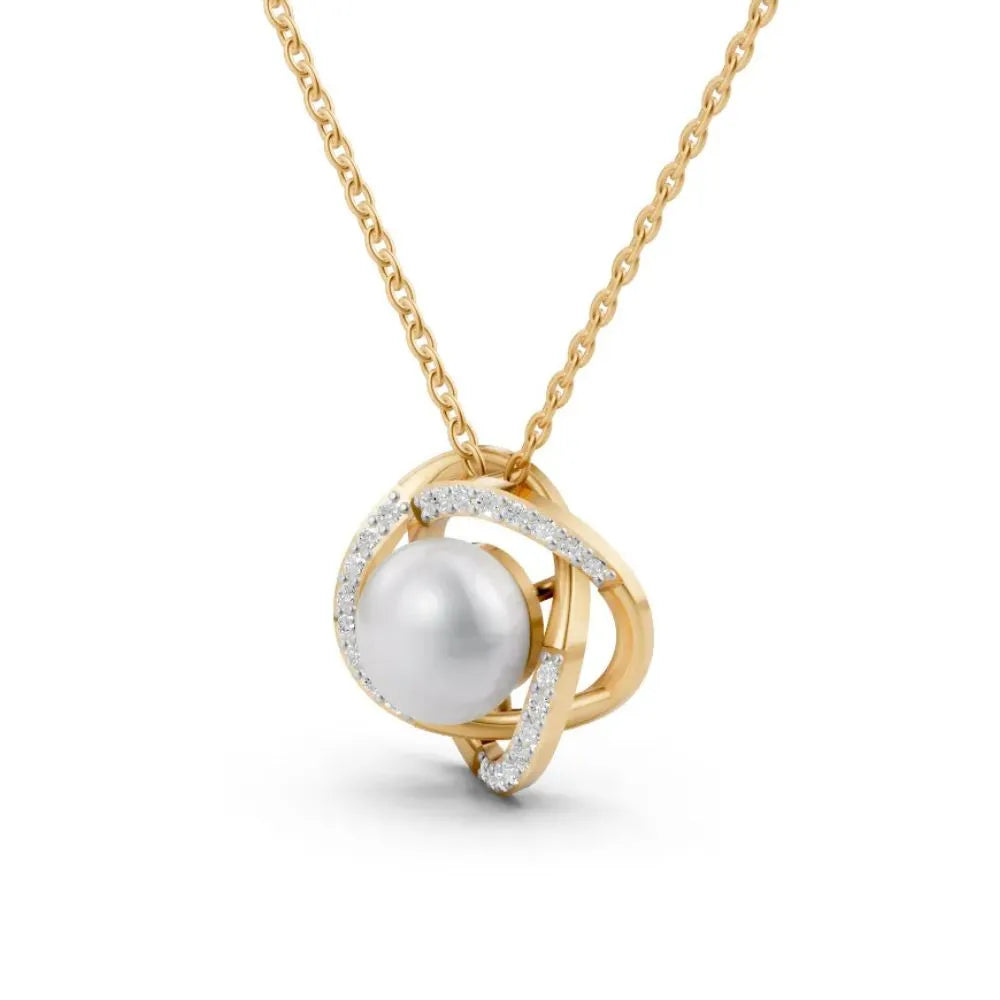 Pearl Halo Pendant Yellow Gold