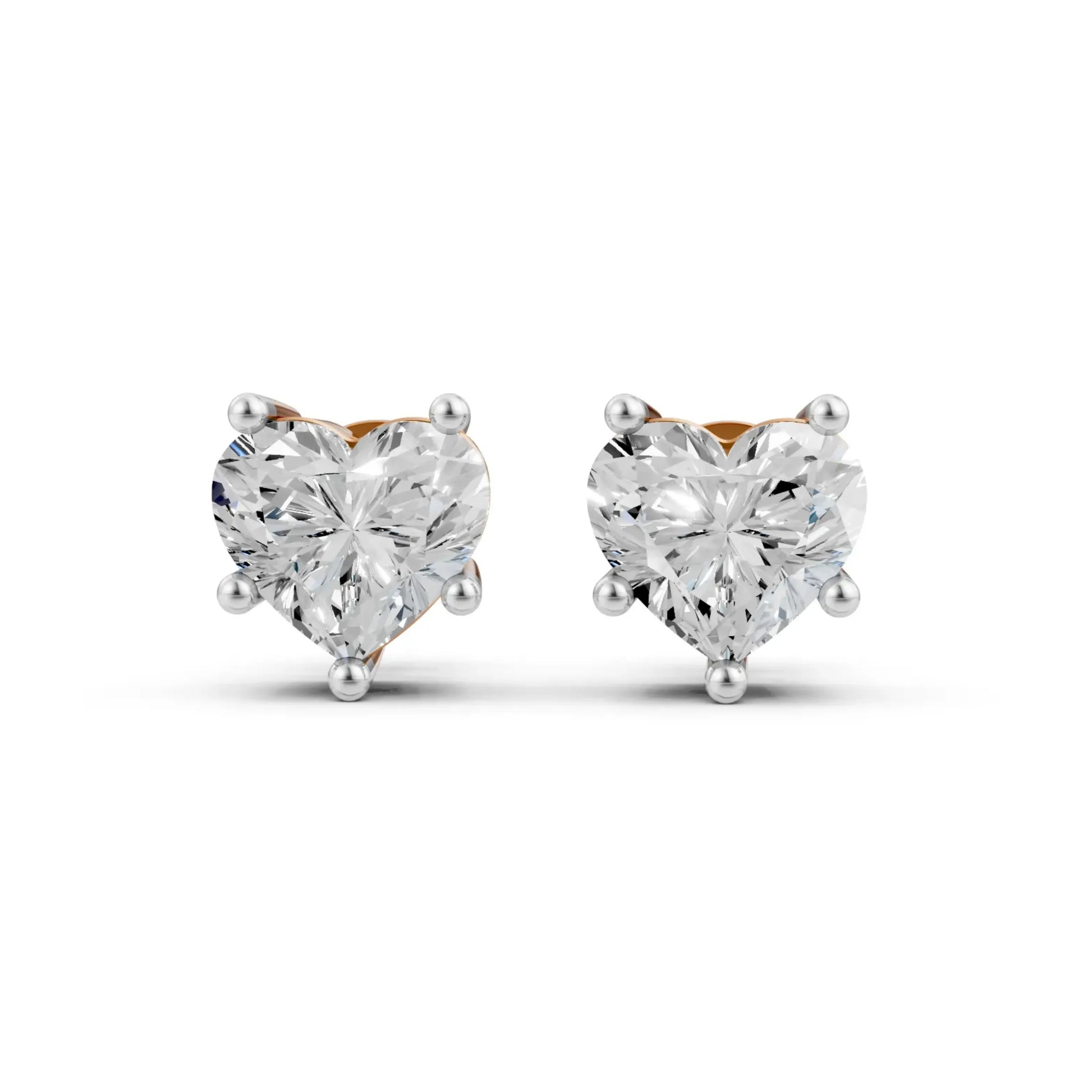 Heart-Shaped Diamond Stud Rose Gold