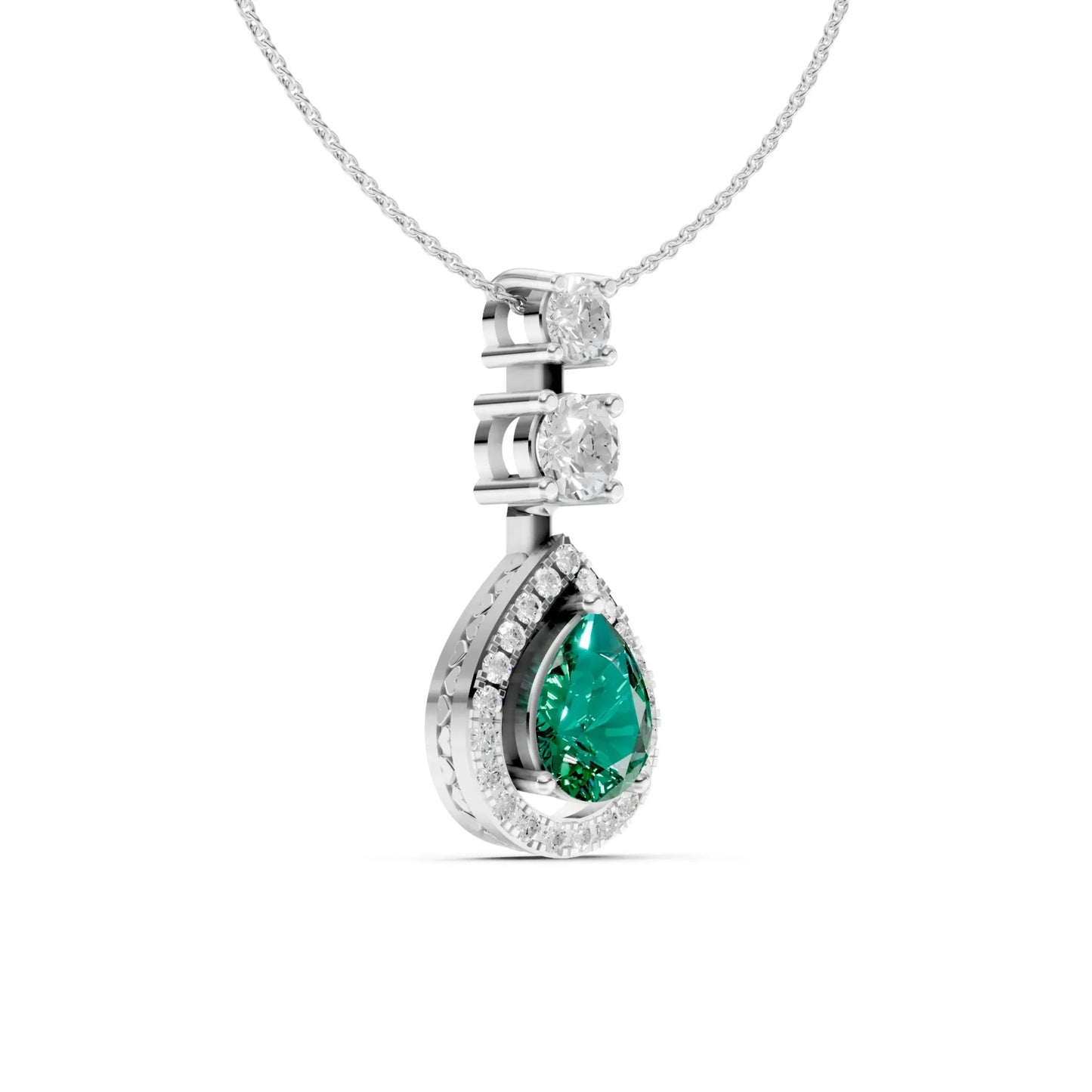 Teardrop Gemstone Pendant White Gold