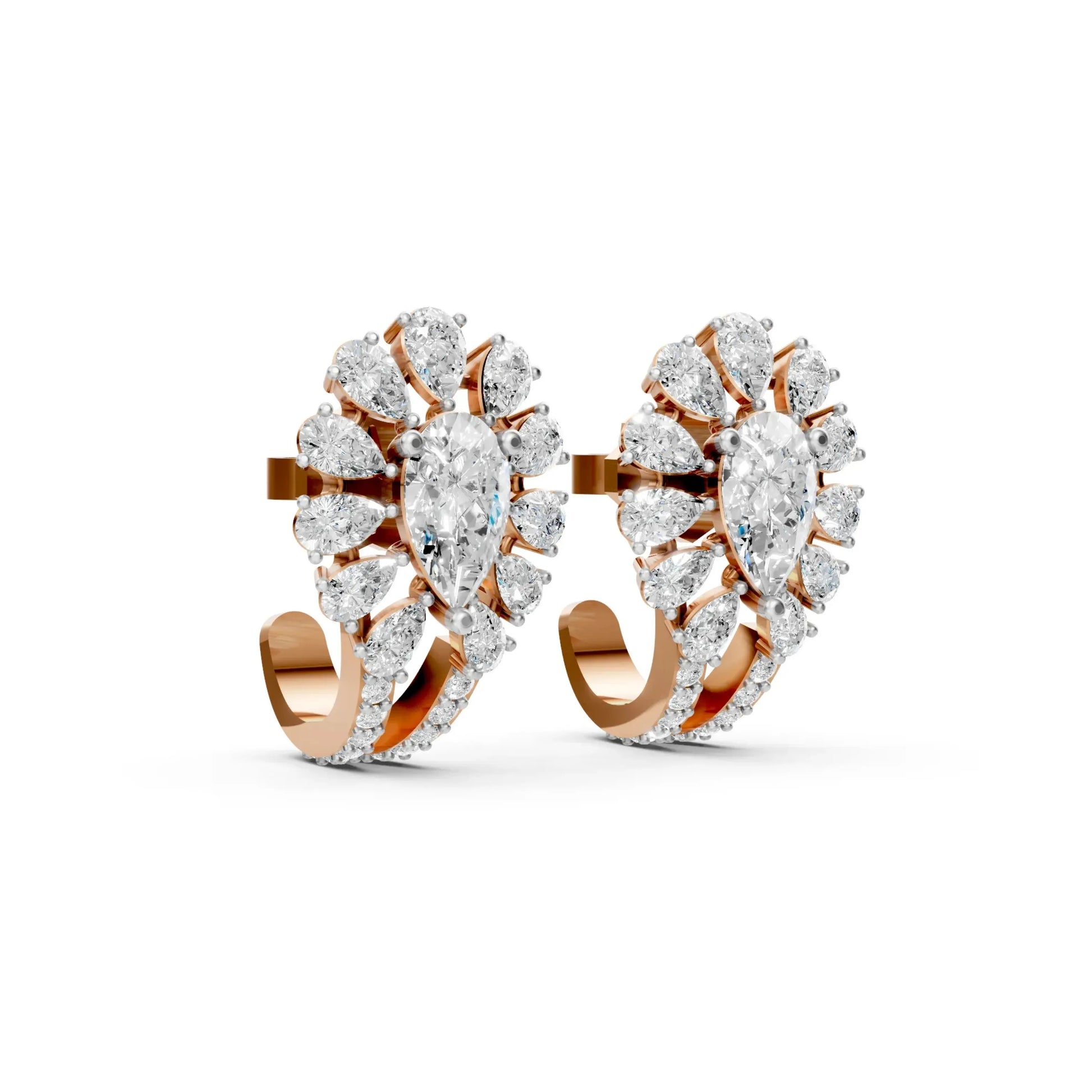 Pear Diamond Earrings Rose Gold