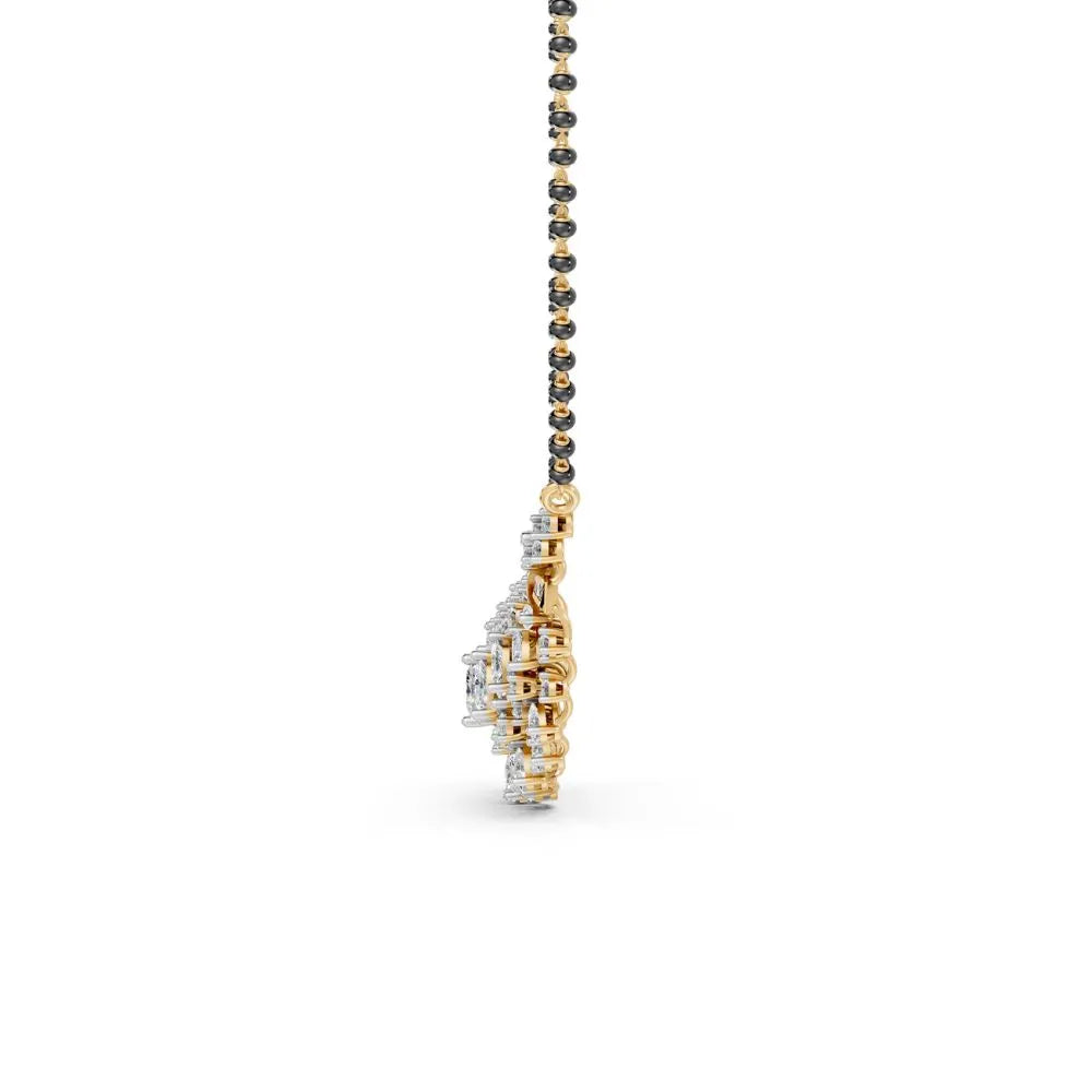 Statement Diamond Mangalsutra with Marquise & Round Accents Yellow Gold