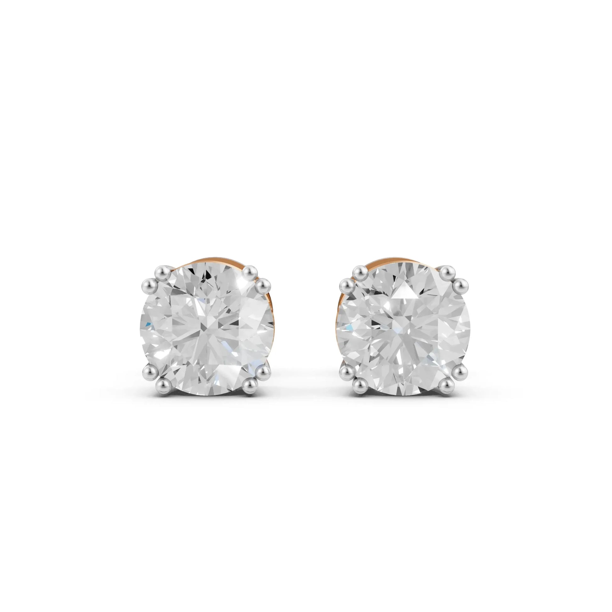 Vintage Round Solitaire Stud Earrings Rose Gold