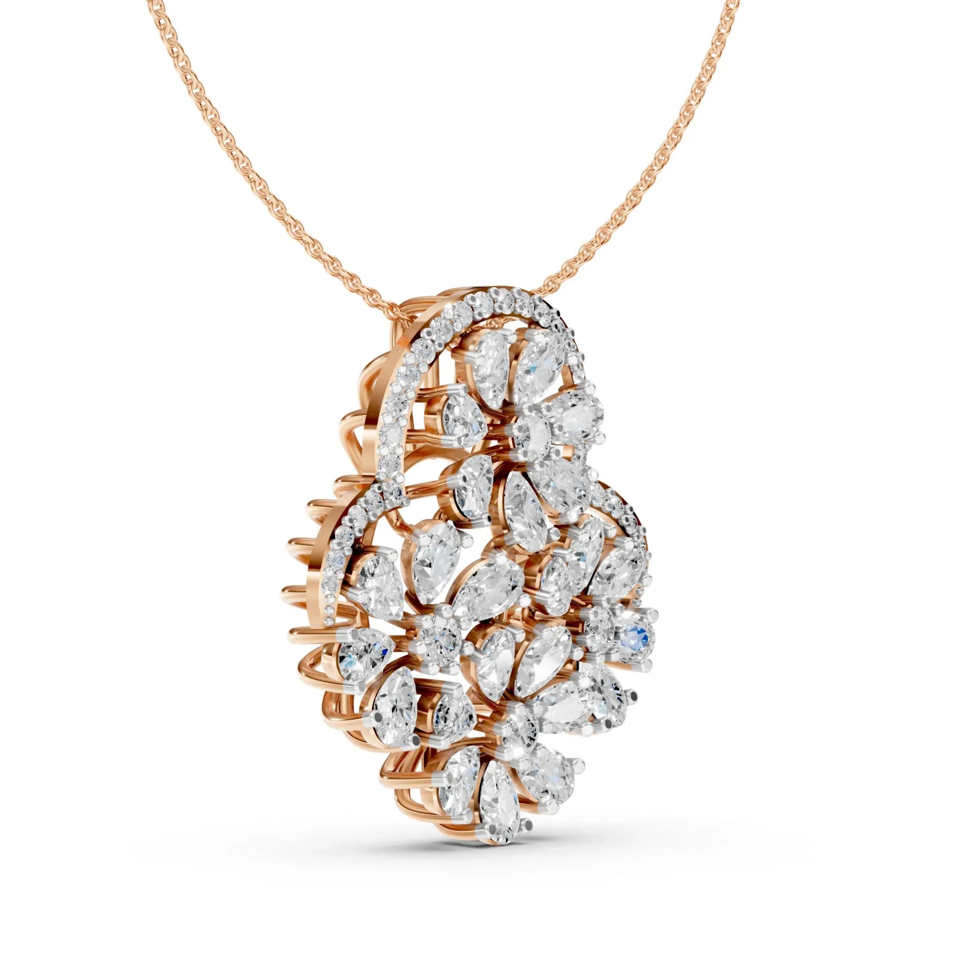 Floral Cluster Pendant Rose Gold