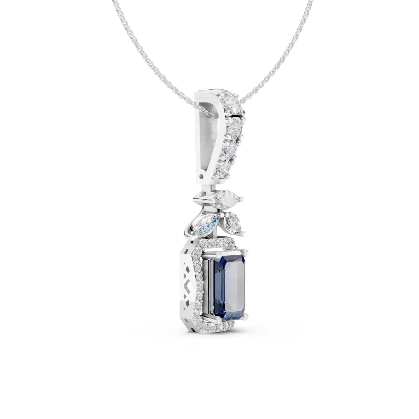 Emerald Marquise Pendant White Gold