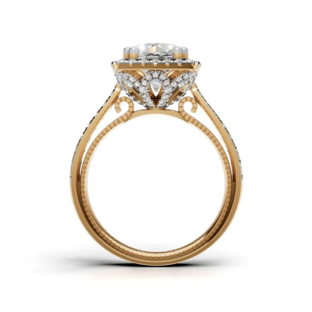 Vintage Glow Halo Engagement Ring Yellow Gold
