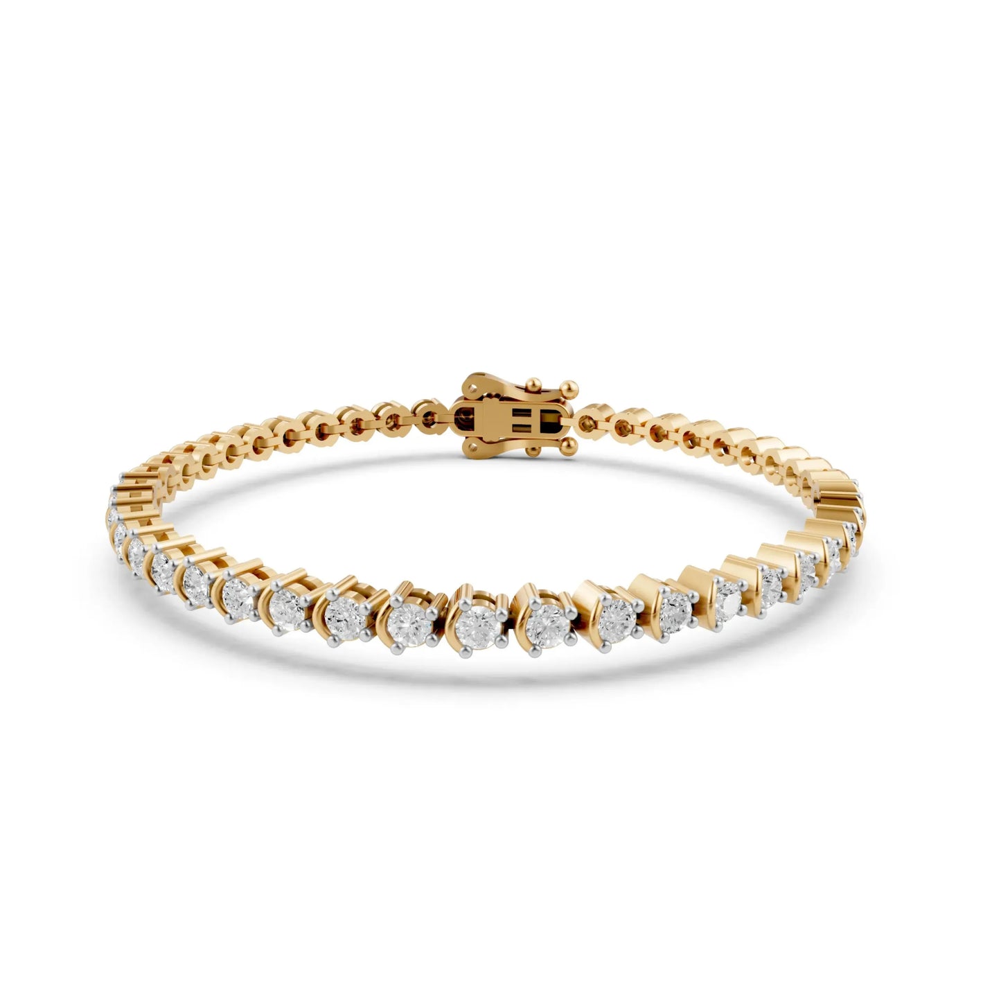 Princess Cut Diamond Tennis Bracelet Yellow Gold