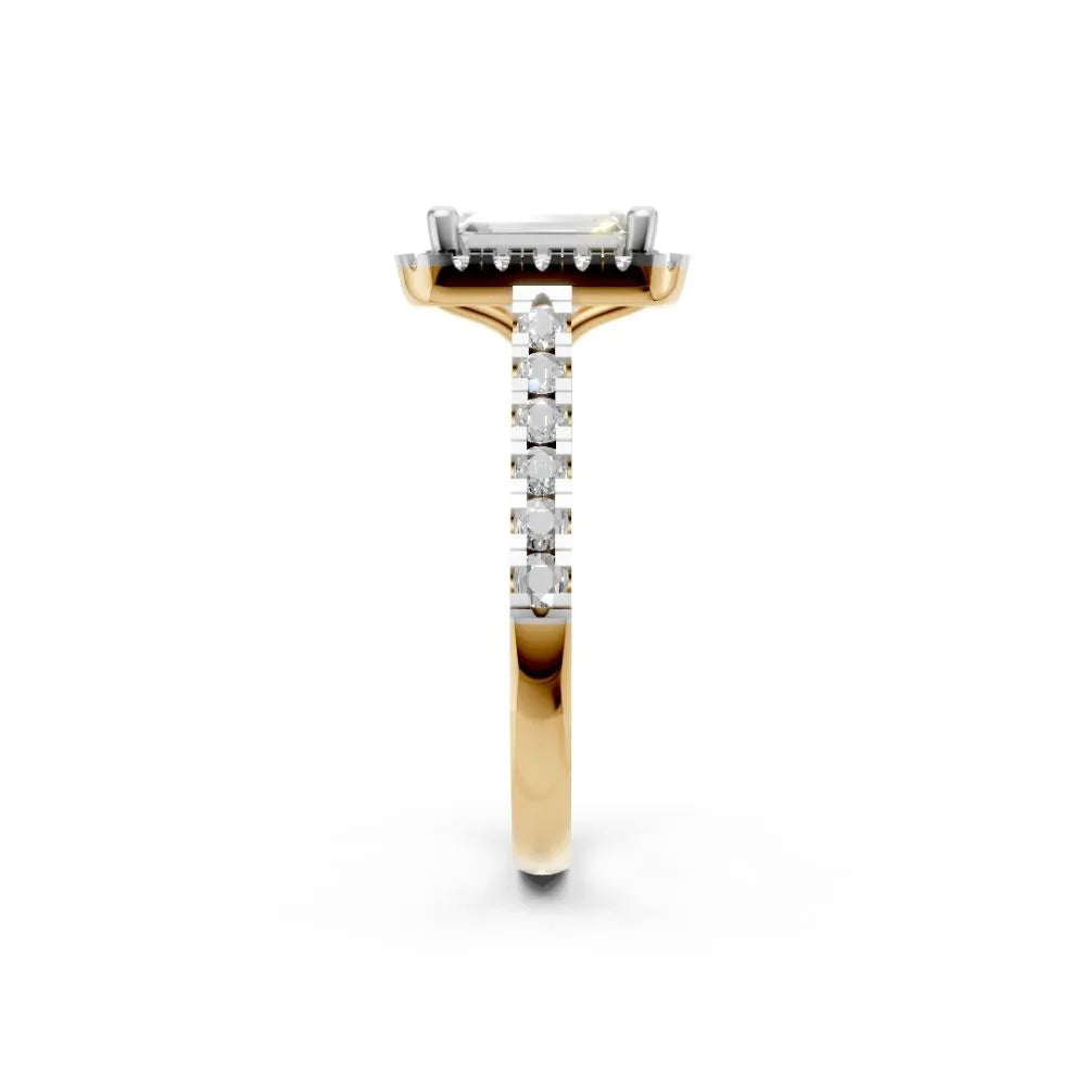 Cushion Radiance Halo Ring Yellow Gold