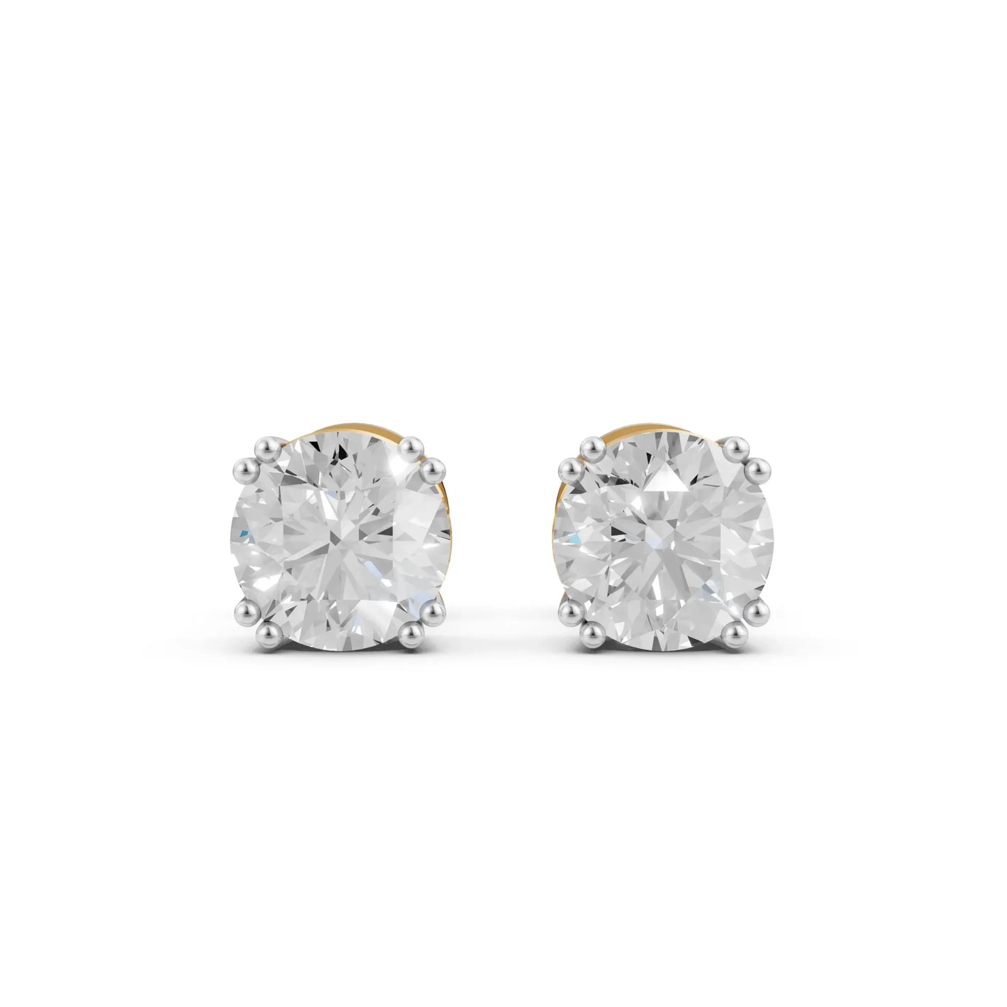 Vintage Round Solitaire Stud Earrings Yellow Gold
