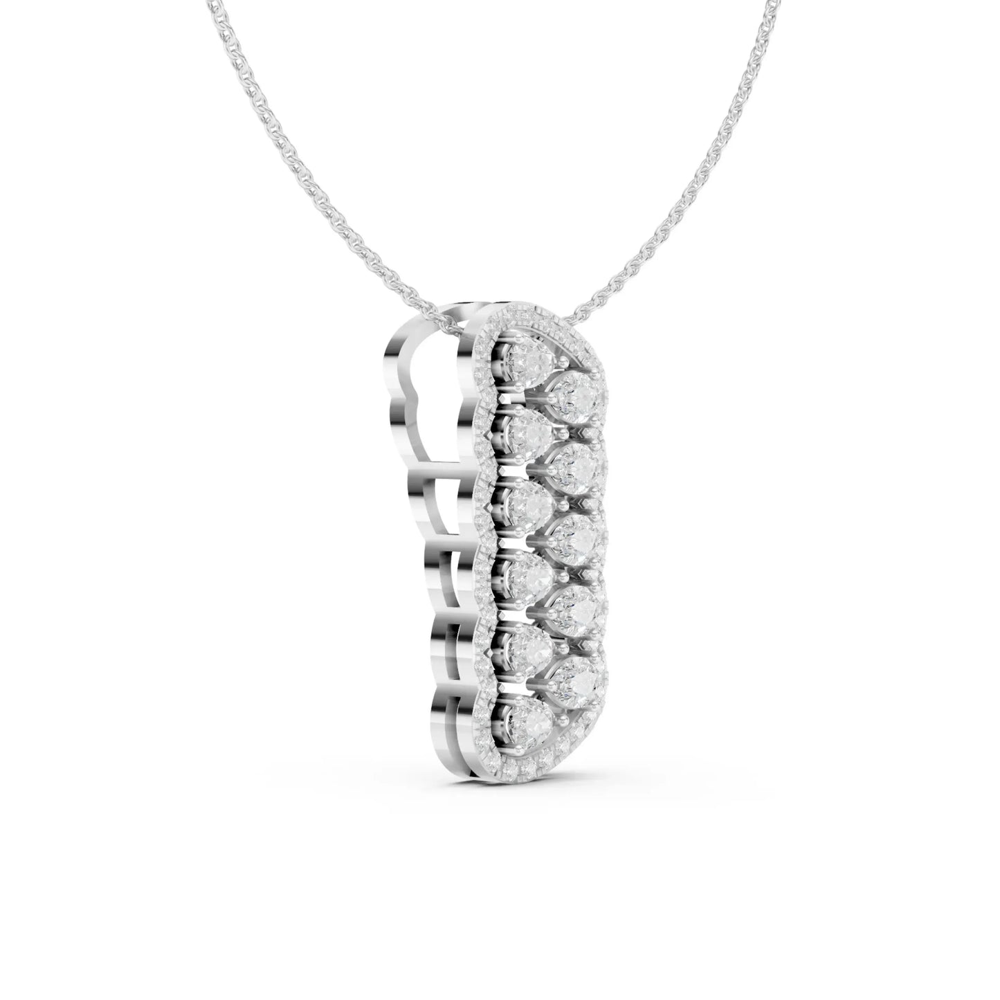 Pear Cluster Halo Pendant White Gold
