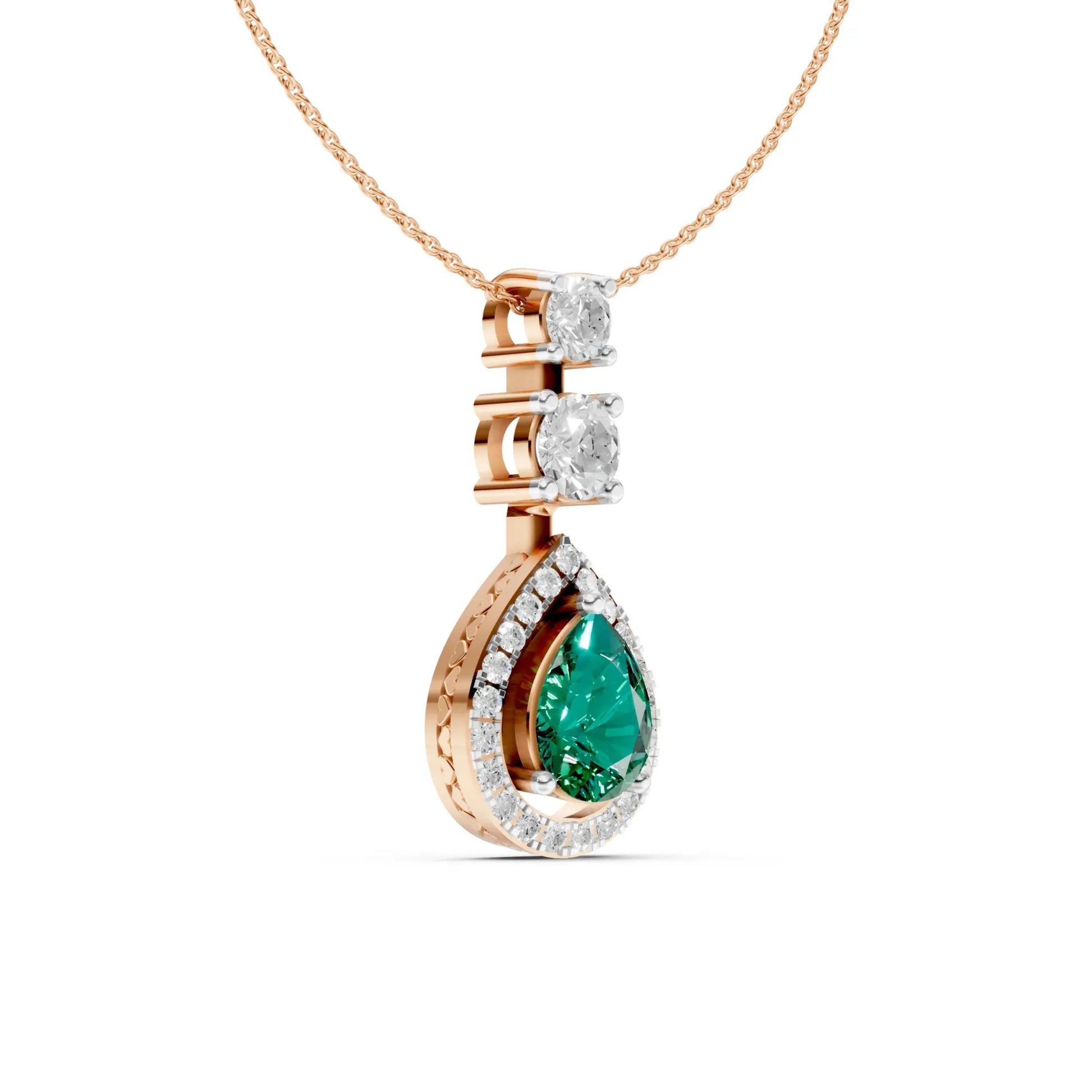 Teardrop Gemstone Pendant Rose Gold