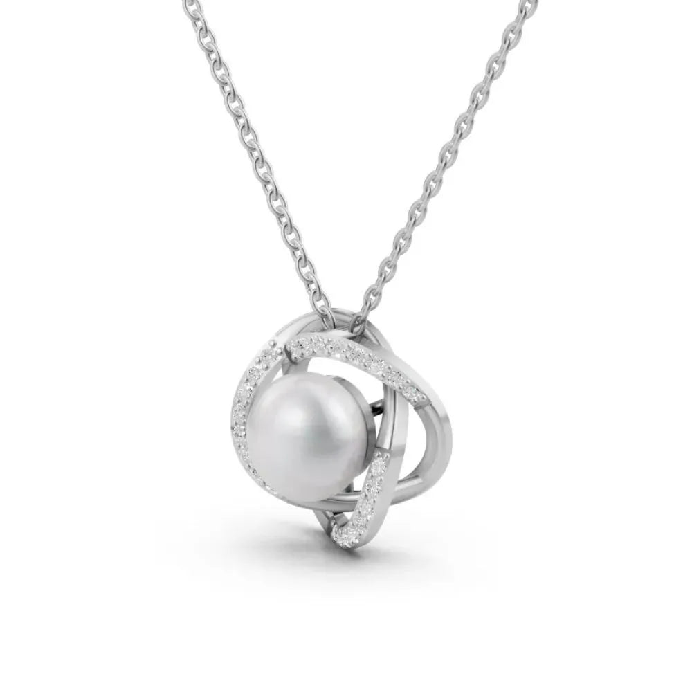 Pearl Halo Pendant White Gold