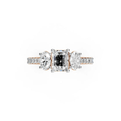 Radiant Three-Stone Ring Rose Gold