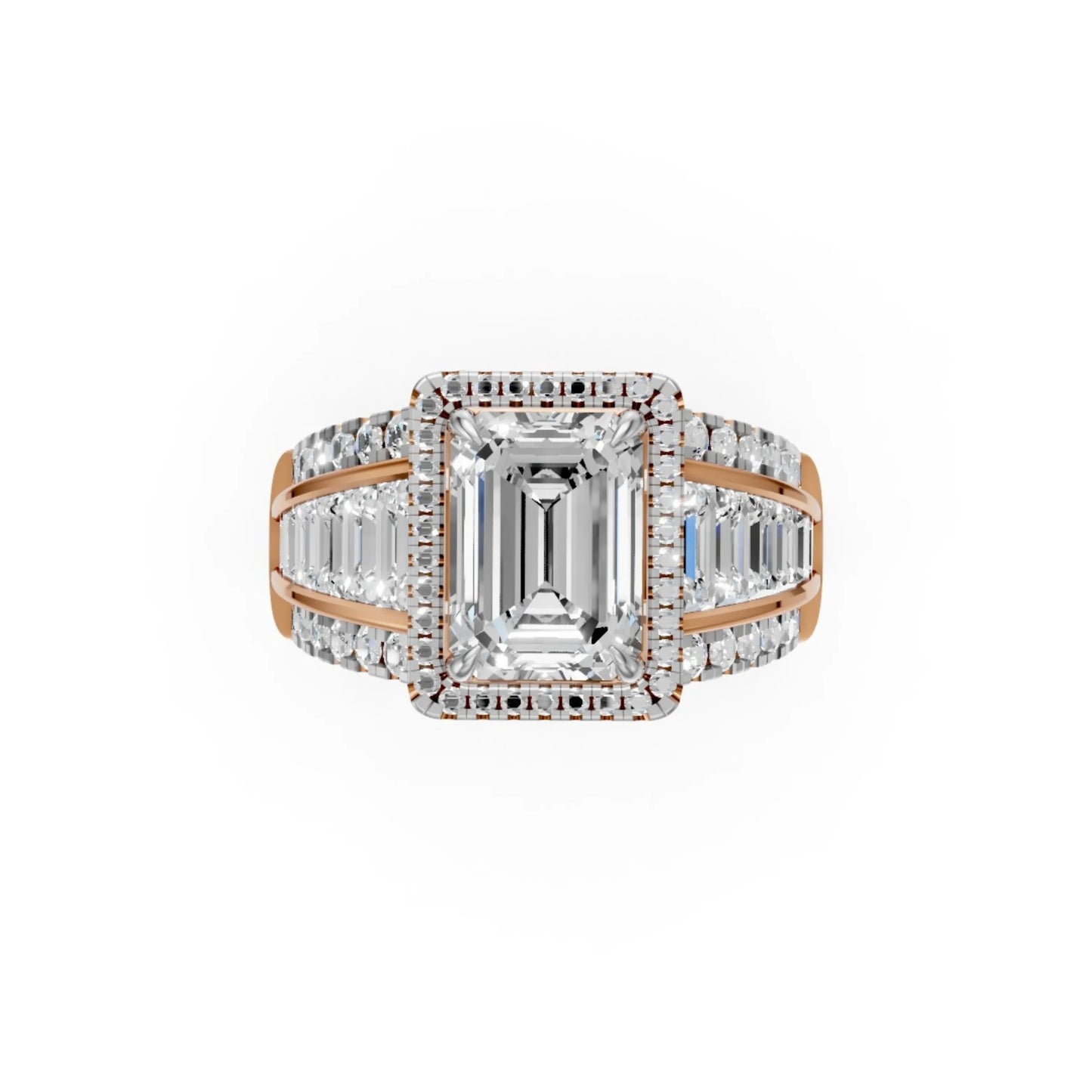 Emerald Baguette Ring Rose Gold