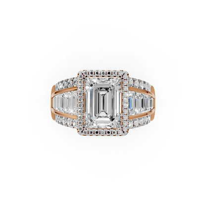 Emerald Baguette Ring Rose Gold