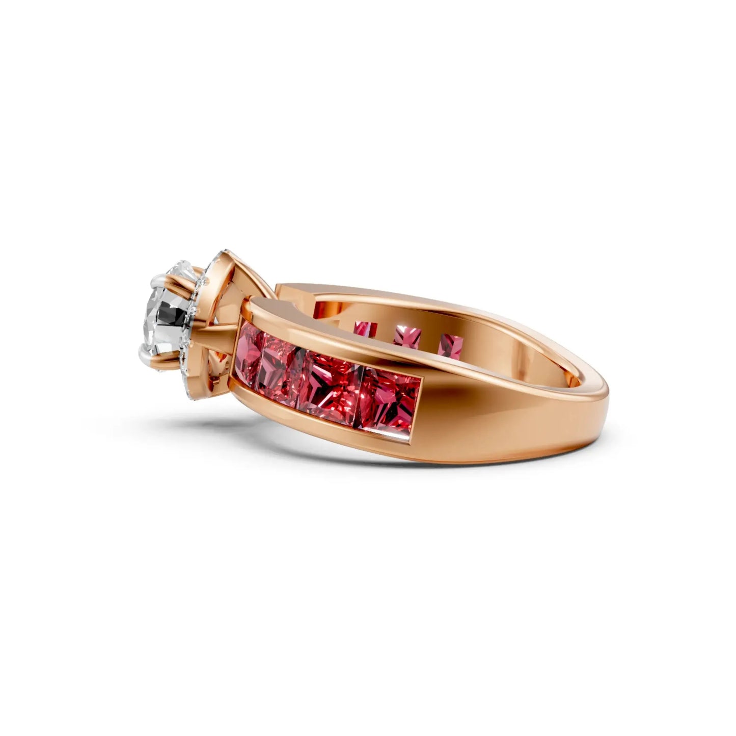 Ruby Channel Solitaire Ring Rose Gold