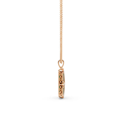 Emerald-Cut Quad Green Pendant Rose Gold