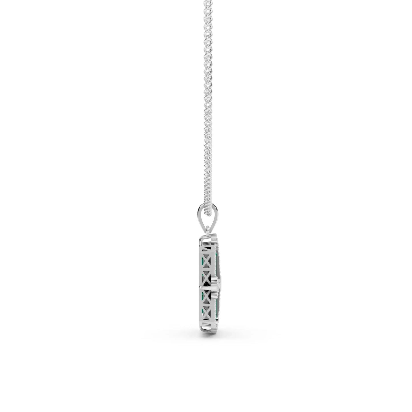Emerald-Cut Quad Green Pendant White Gold