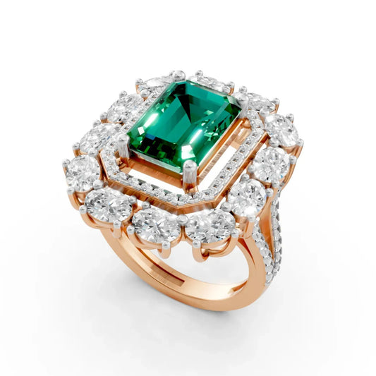 Emerald Halo Ring