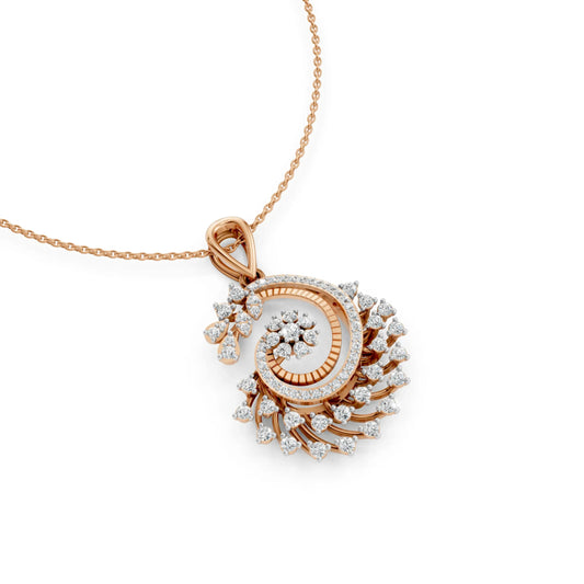 Floral Spiral Diamond Pendant Rose Gold