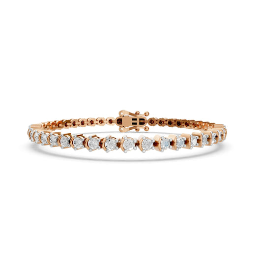 Princess Cut Diamond Tennis Bracelet Rose Gold