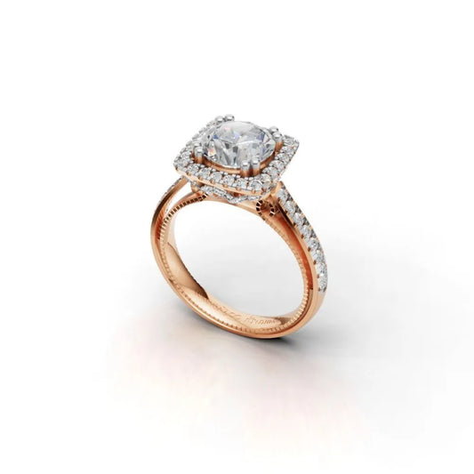 Vintage Glow Halo Engagement Ring Rose Gold