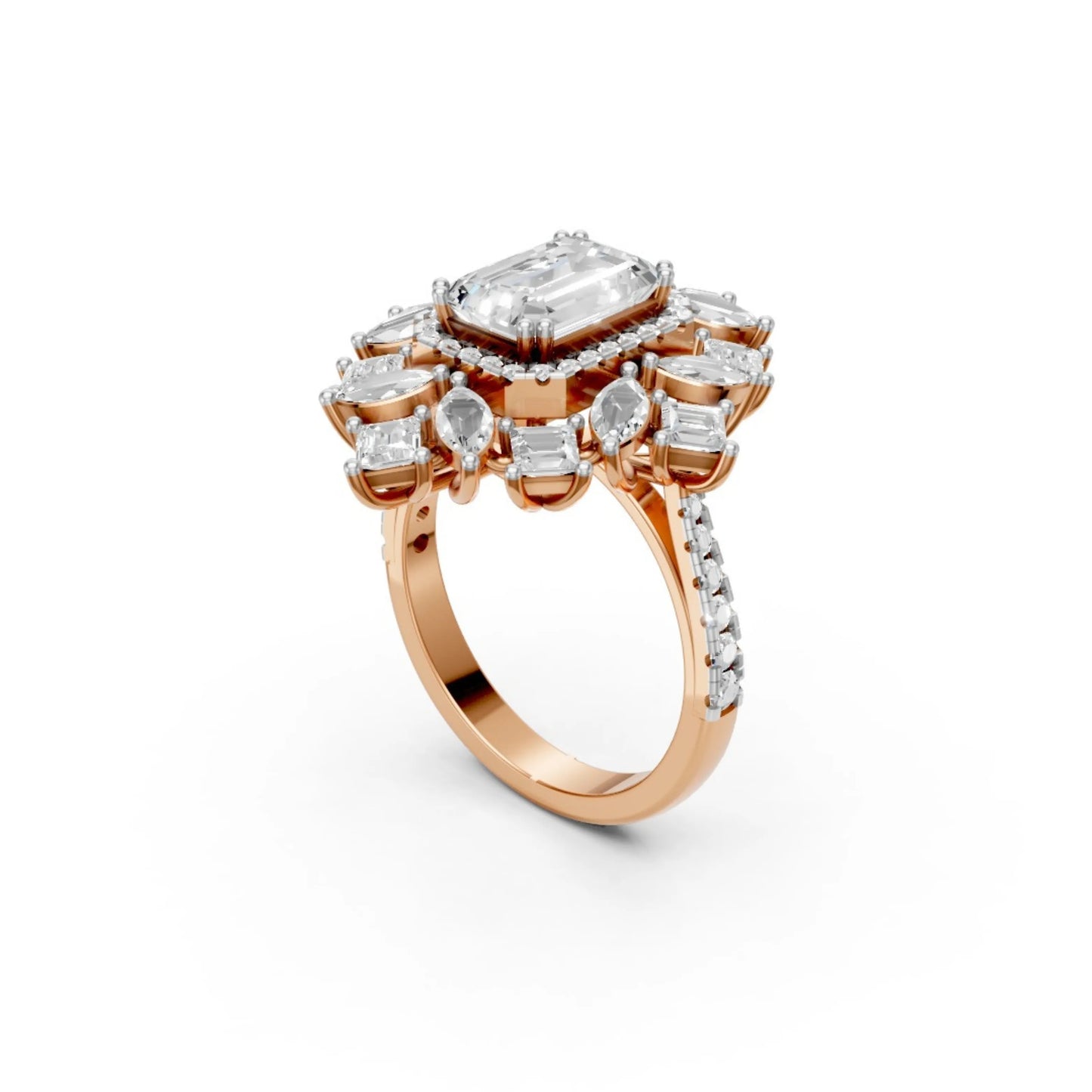 Grandeur Emerald Halo Ring