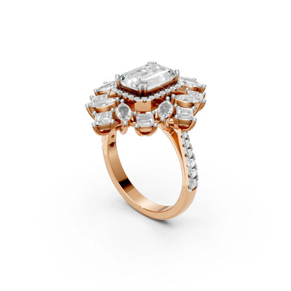 Grandeur Emerald Halo Ring