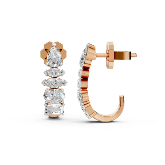 Linear Diamond Dangle Earrings Rose Gold