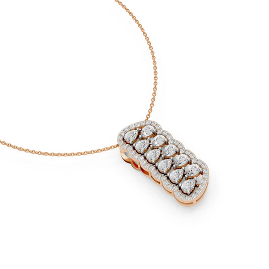 Pear Cluster Halo Pendant Rose Gold