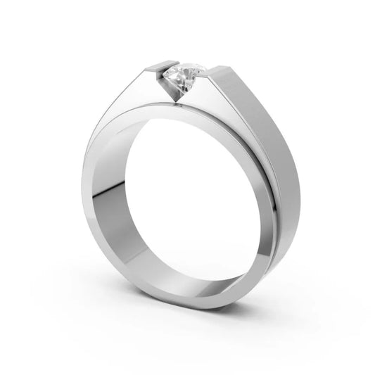 Men’s Princess Cut Diamond Ring with Bold Bezel Setting White Gold 