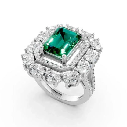 Emerald Halo Ring