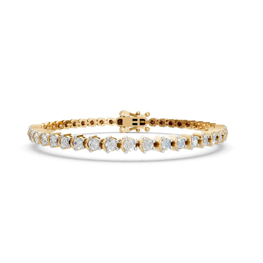 Princess Cut Diamond Tennis Bracelet Yellow Gold