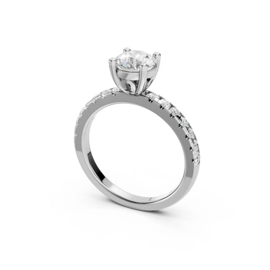 ClassicGleam Solitaire Pavé Ring White Gold