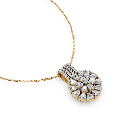 Pear Cluster Pendant Yellow Gold