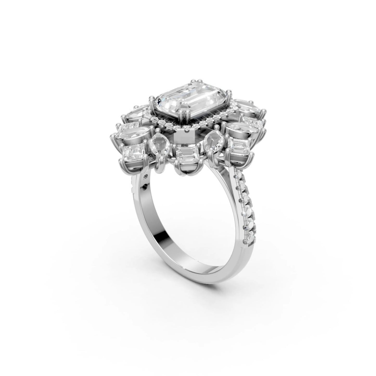 Grandeur Emerald Halo Ring