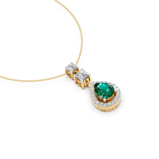 Teardrop Gemstone Pendant Yellow Gold