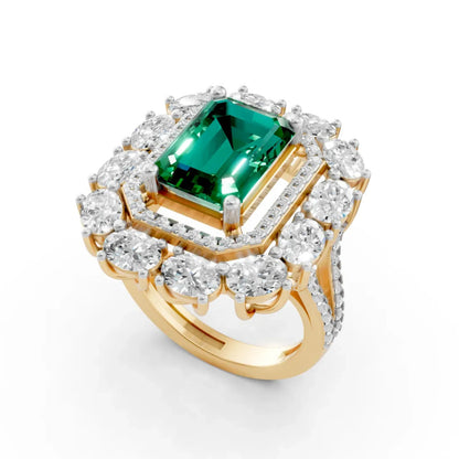 Emerald Halo Ring