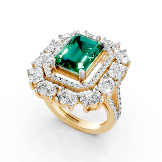 Emerald Halo Ring