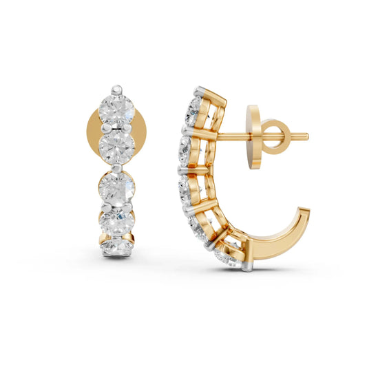 Round Half Hoop Earrings Yellow Gold