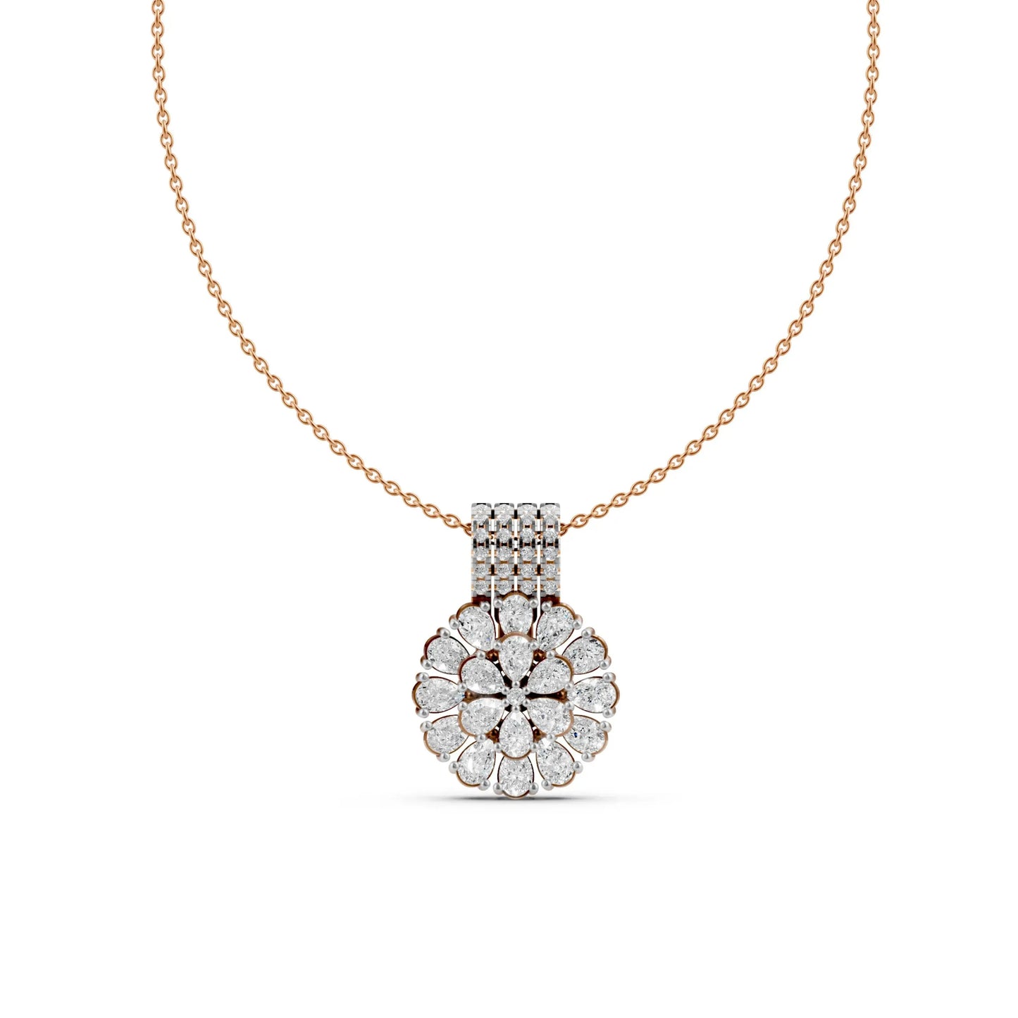 Pear Cluster Pendant Rose Gold