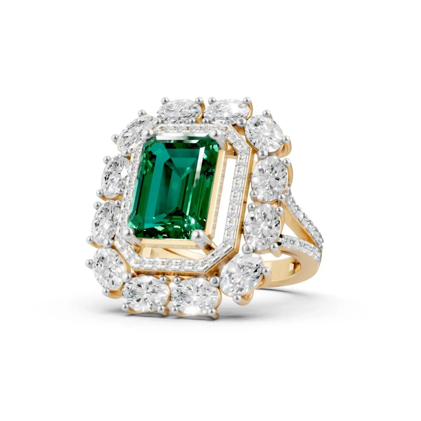 Emerald Halo Ring