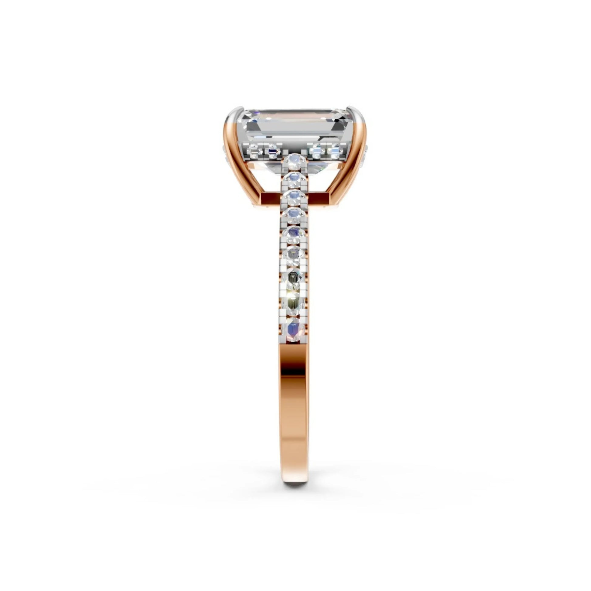EternaLine Pavé Emerald Ring Rose Gold