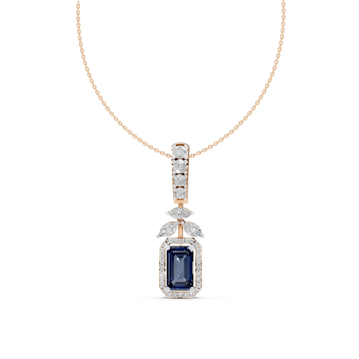 Emerald Marquise Pendant Rose Gold