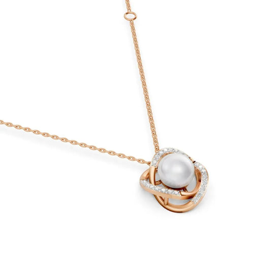 Pearl Halo Pendant Rose Gold