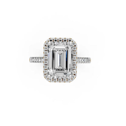 Halo-Brilliance Emerald Engagement Ring Rose Gold