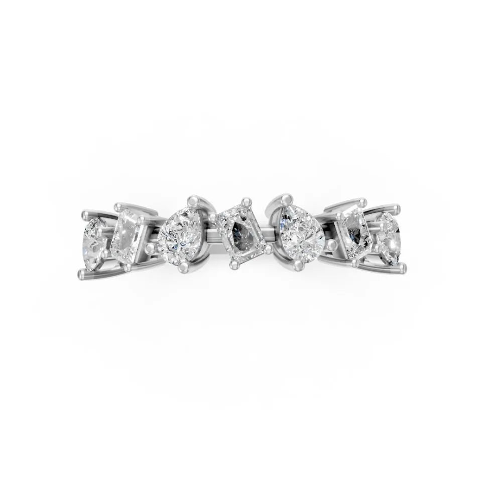 DualCut Pear-Emerald Diamond Band White Gold