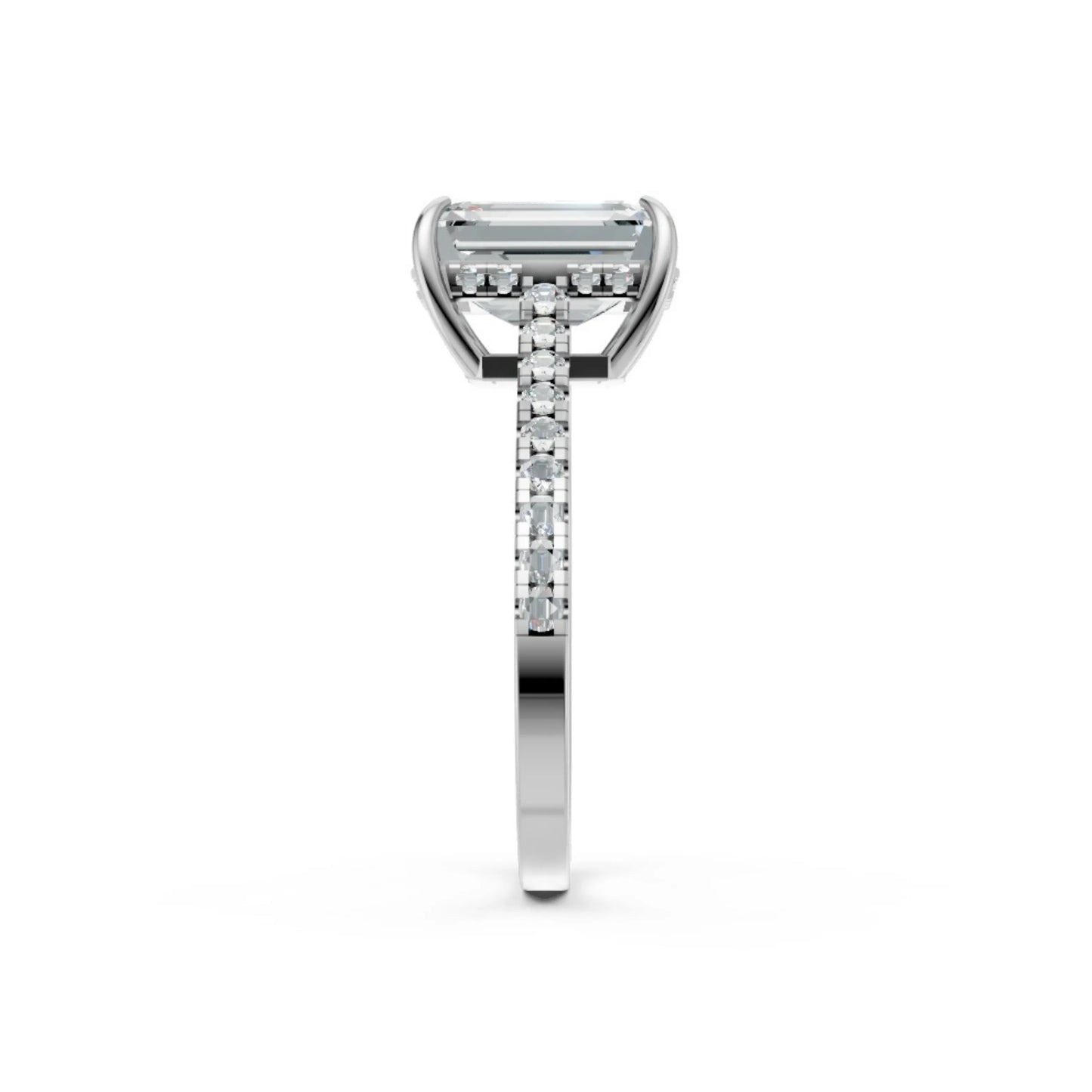 EternaLine Pavé Emerald Ring White Gold